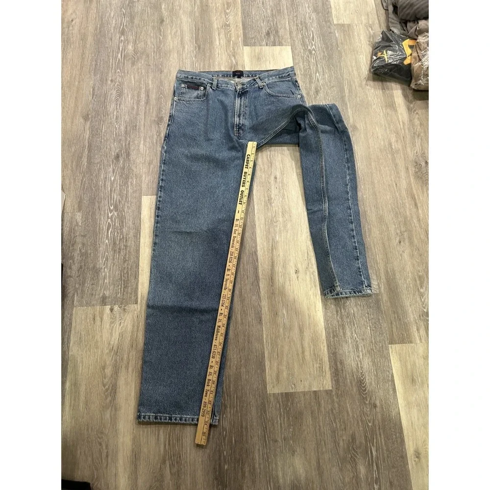 Tommy Hilfiger Jeans Men 34x34 Blue Denim Baggy Vintage 90s Embroidered Straight